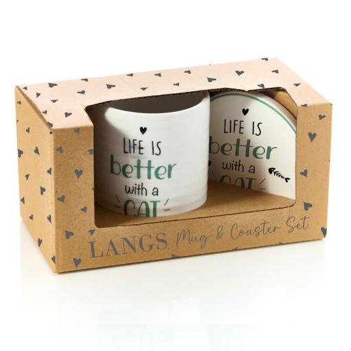 CAT MUG AND COASTER SET