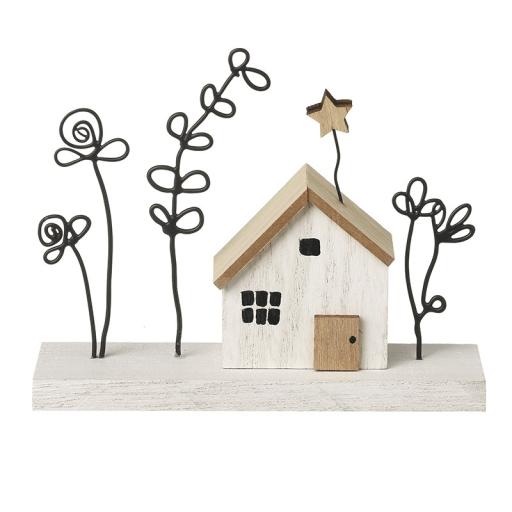 WOODEN HOUSE ON BLOCK WITH STAR