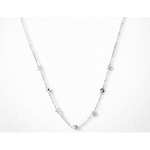 AZENDI STERLING SILVER LOVE AND KISSES NECKLACE
