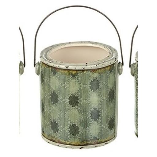 GREY AND WHITE DOLOMITE POT WITH HANDLE