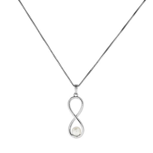 STERLING SILVER AND PEARL INFINITY PENDANT
