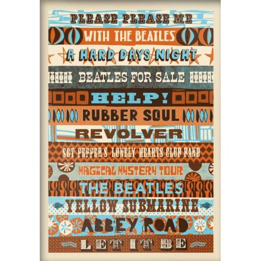 A4 UNFRAMED BEATLES ALBUMS TYPOGRAPHIC PRINT