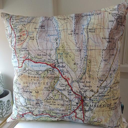 GRASMERE / AMBLESIDE ORDNANCE SURVEY MAP CUSHION