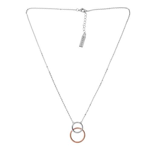 AZENDI SILVER & ROSE GOLD VERMEIL TWIN CIRCLE NECKLACE