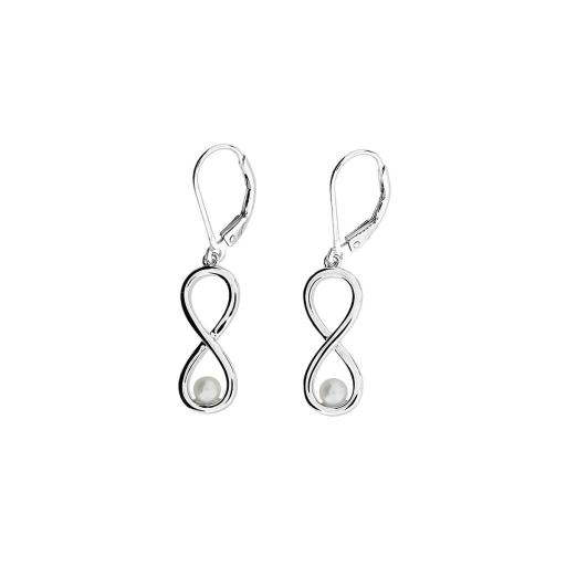 AZENDI SILVER AND PEARL INFINITY EARRINGS