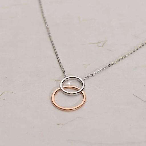 Azendi Silver and Rose Gold Vermeil Twin Circle Necklace 2.jpg