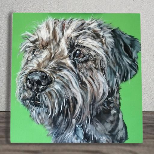 PENSIVE POOCH A TERRIER CERAMIC ART PANEL