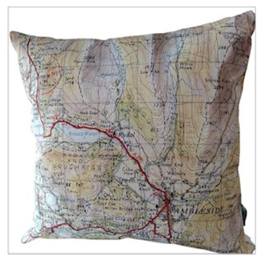 GRASMERE / AMBLESIDE ORDNANCE SURVEY MAP CUSHION