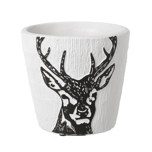 WHITE AND BLACK STAG PLANTER