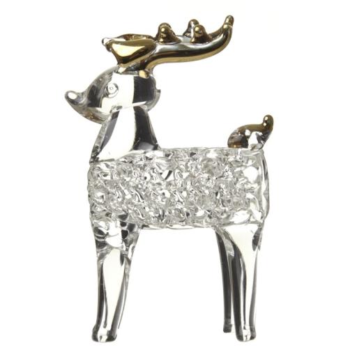 MINI GLASS HANGING CHRISTMAS REINDEER WITH GOLD DETAIL
