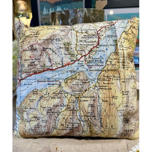 ULLSWATER ORDNANCE SURVEY MAP CUSHION