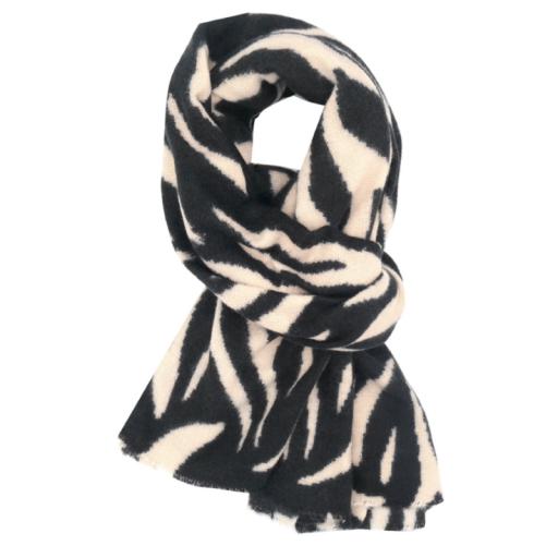 BOLD ZEBRA PRINT BLACK SCARF