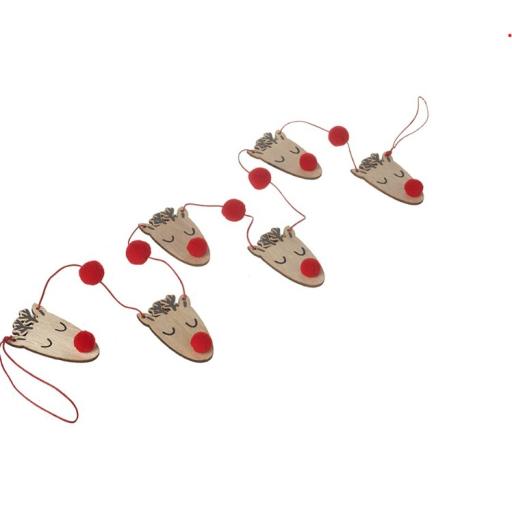 WOODEN DEER HEAD CHRISTMAS GARLAND