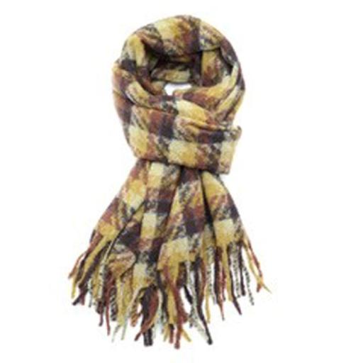 TARTAN DOGTOOTH, MUSTARD SCARF