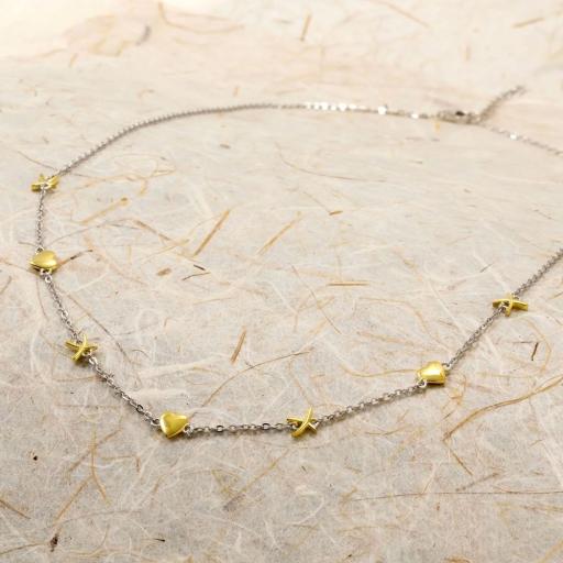AZENDI LOVE AND KISSES NECKLACE MIXED VERMEIL