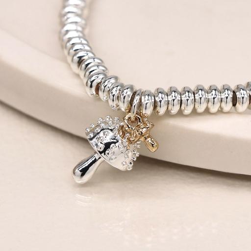 PEACE OF MIND SILVER PLATED AND GOLD DETAIL TOADSTOOL BRACELET