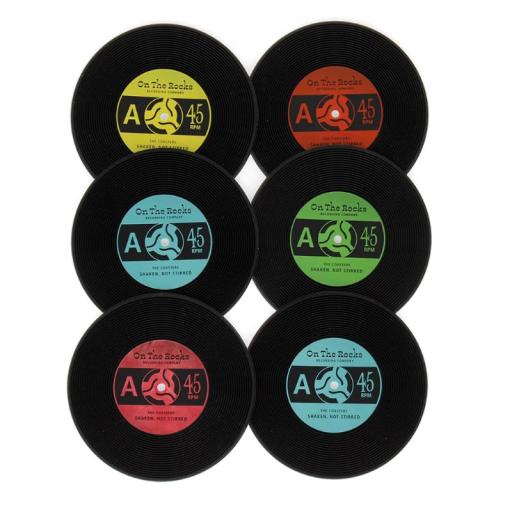 VINYL RECORD SILICONE COASTERS, SET OF 6