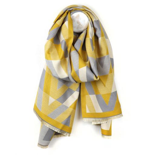 OCHRE/GREY MIX CHEVRON JACQUARD SCARF