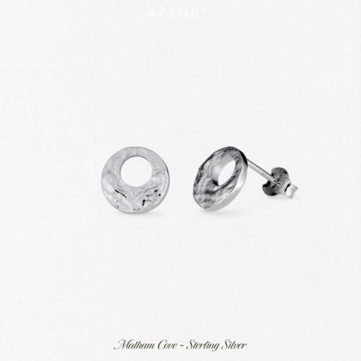 MALHAM COVE TEXTURED CIRCLE STUD EARRINGS BY AZENDI