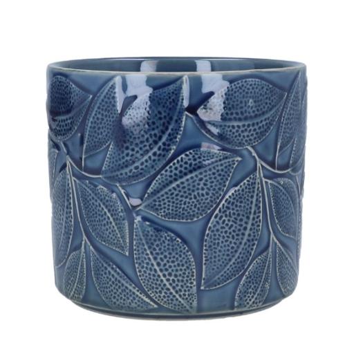 NAVY LEAVES SMALL POT COVER BY GISELA GRAHAM