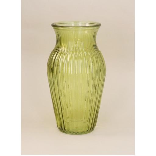 OLIVE GREEN GLASS VASE BY GISELA GRAHAM