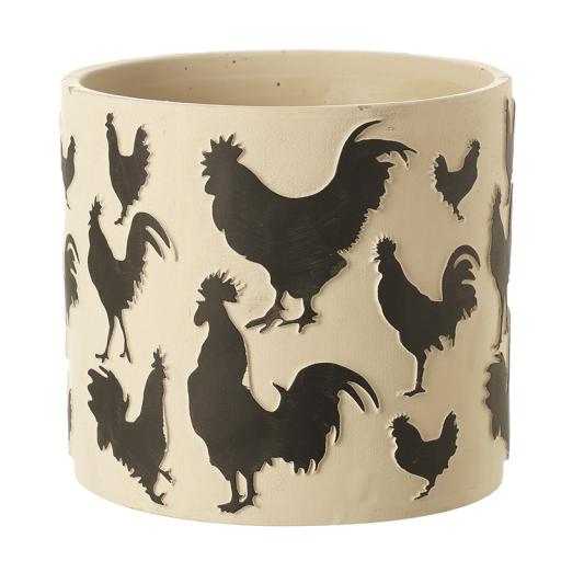 CHICKEN DESIGN CEMENT POT COVER MEDIUM