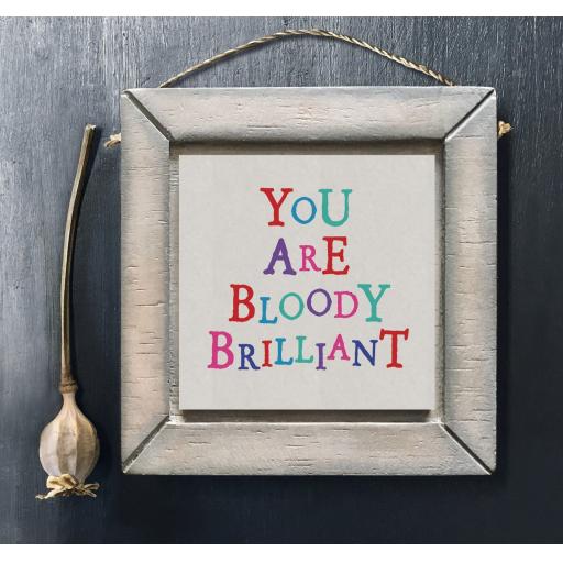 YOU ARE BLOODY BRILLIANT HANGING SIGN