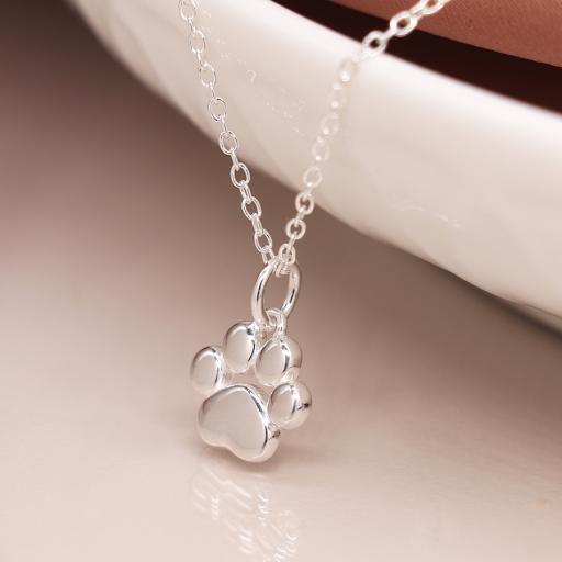 PEACE OF MIND STERLING SILVER TINY PAW PRINT NECKLACE