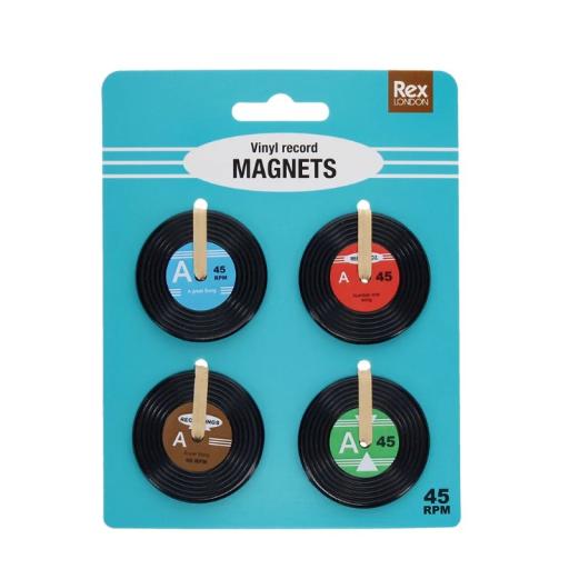 MINI VINYL RECORD MUSIC MAGNETS - (SET OF 4)