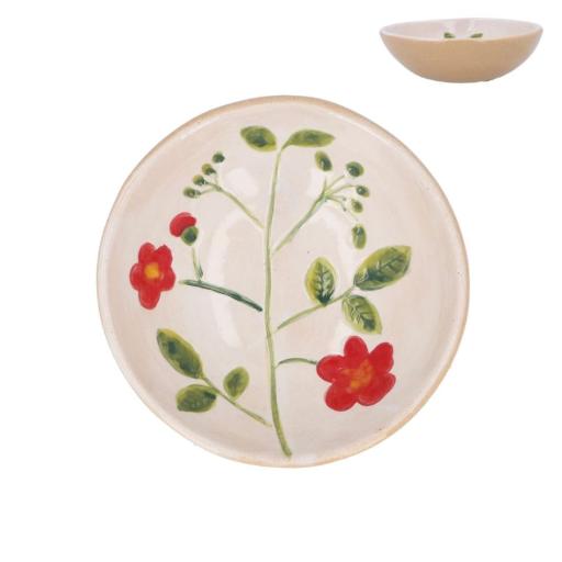 STONEWARE MINI BOWL, MEADOW RED FLOWER