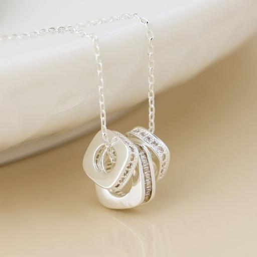 SILVER PLATED CRYSTAL SQUARE NECKLACE BY PEACE OF MIND