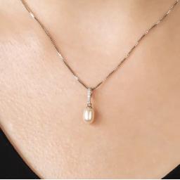 Azendi Sterling Silver and Pave Oval Pearl Drop Pendant.jpg