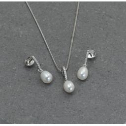 Azendi Sterling Silver and Pave Oval Pearl Drop Pendant 2.jpg