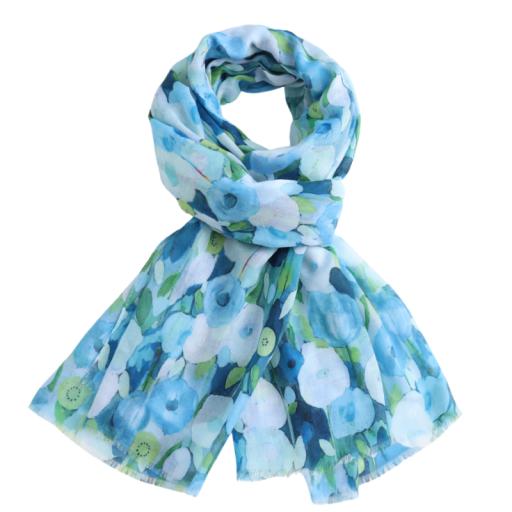 FLOWER POWER SCARF, BLUE