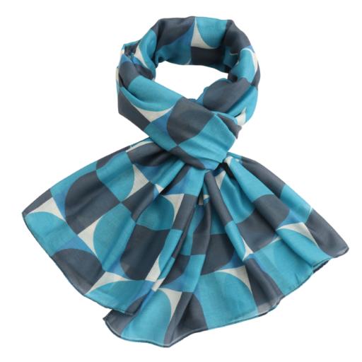 GEO CURVES SCARF BLUE
