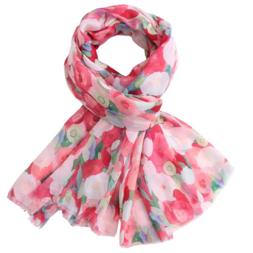 FLOWER POWER SCARF, RED
