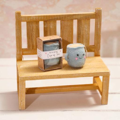 TINY WORD FABRIC CUP OF TEA KEEPSAKE
