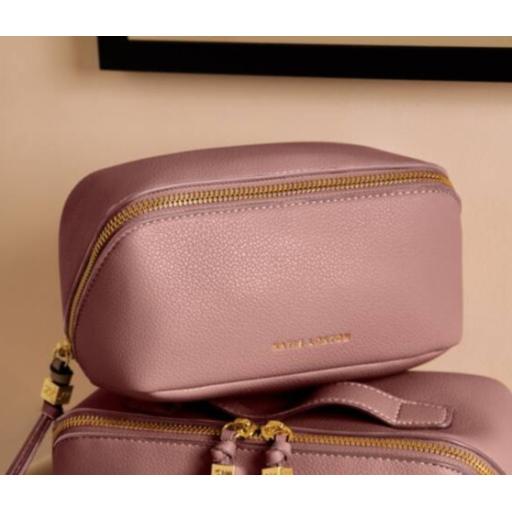 KATIE LOXTON FOLD-OUT MIRROR MAKE UP BAG IN DEEP ROSE