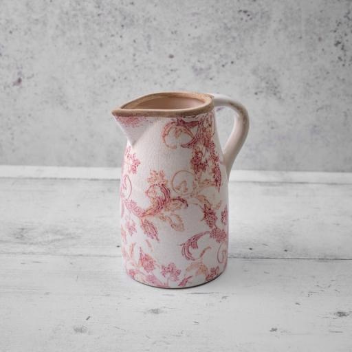 STONEWARE PINK VINTAGE FLORAL MEDIUM JUG