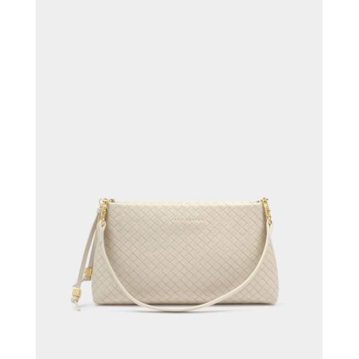 Katie Loxton Small Nova Woven Shoulder Bag In Oyster