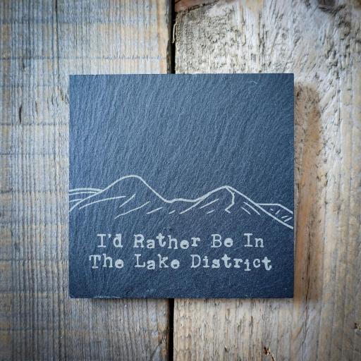 ID RATHER BE IN THE LAKES SLATE COASTER