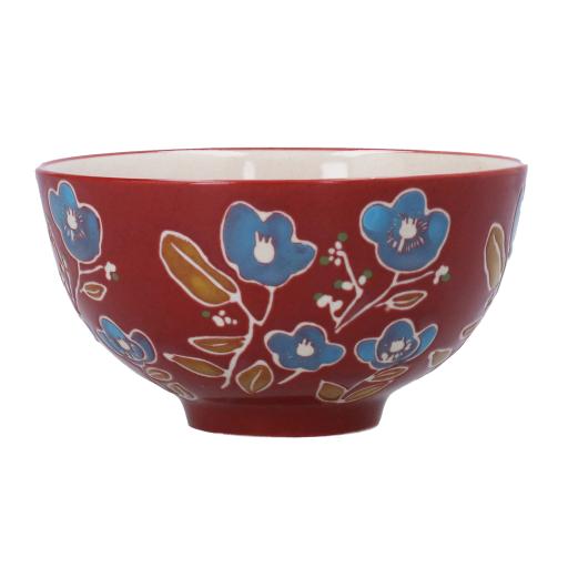 GISELA GRAHAM BURGUNDY FLORAL STONEWARE BOWL