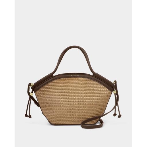 Katie Loxton Florence Mini Raffia Tote Bag In Bitter Chocolate Brown