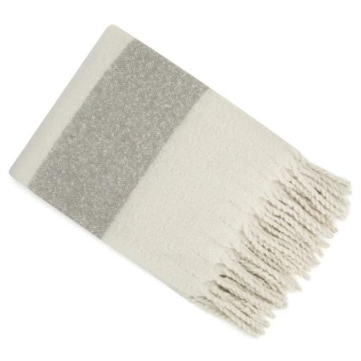 TH-KALIX GREY STRIPE THROW ON FAUX MOHAIR