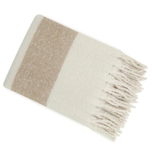 TH-KALIX TAUPE STRIPE THROW ON FAUX MOHAIR