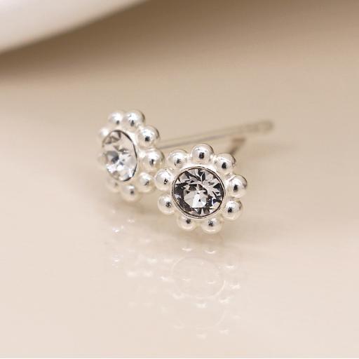 PEACE OF MIND STERLING SILVER ROUND RHINESTONE STUDS