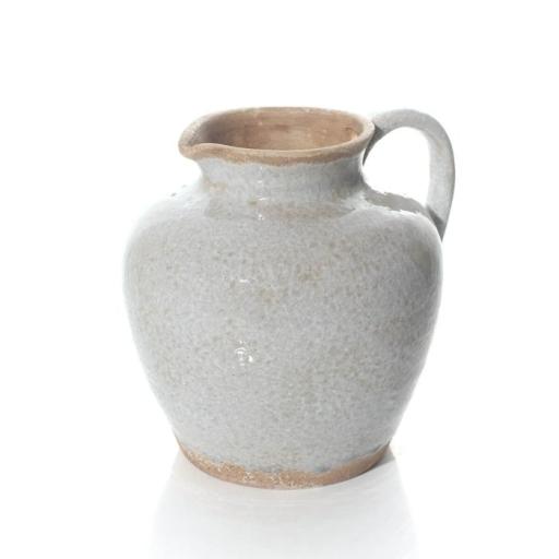 ANTIQUED LIGHT GREY VASE WITH HANDLES