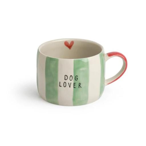 STONEWARE STRIPE MUG DOG LOVER
