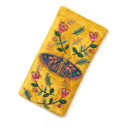 Tiger Moth Mustard Velvet Embellished Floral Glasses Case.jpg