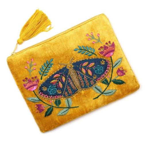 Tiger Moth Mustard Velvet Embellished Floral Purse.jpg
